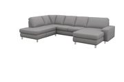 Ecksofa in Stoff Easy care light grey mit Chromfuß