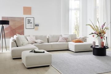 Ecksofa in Stoff Easy Care white
