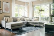 Ecksofa in Stoff Easy care light grey mit Chromfuß