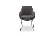 Schalenstuhl in Stoff grau mit Schlittengestell